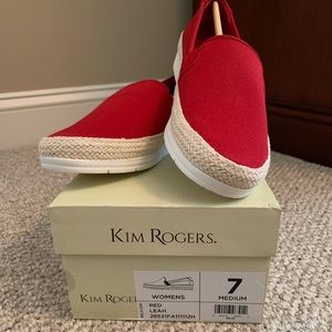 NWT Kim Rogers Red Canvas Slip-on Shoes